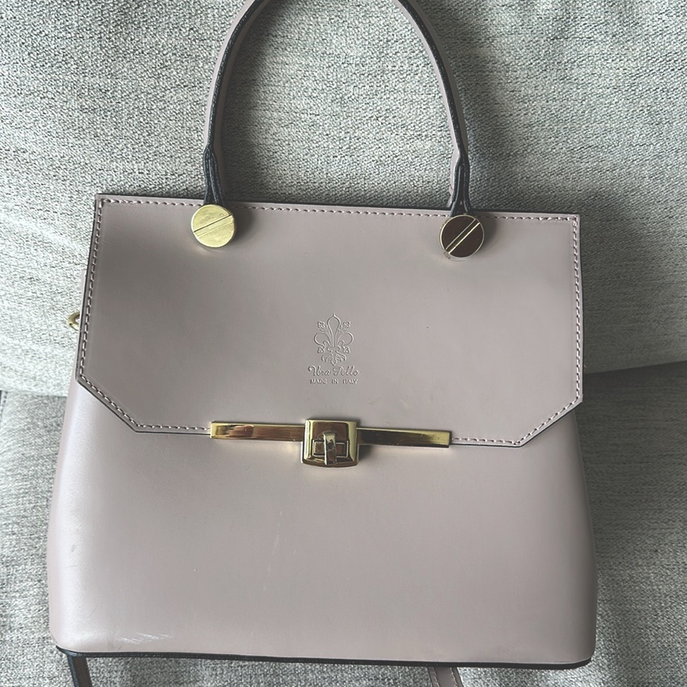 Vera Pelle leather handbag purse made in Italy lilac